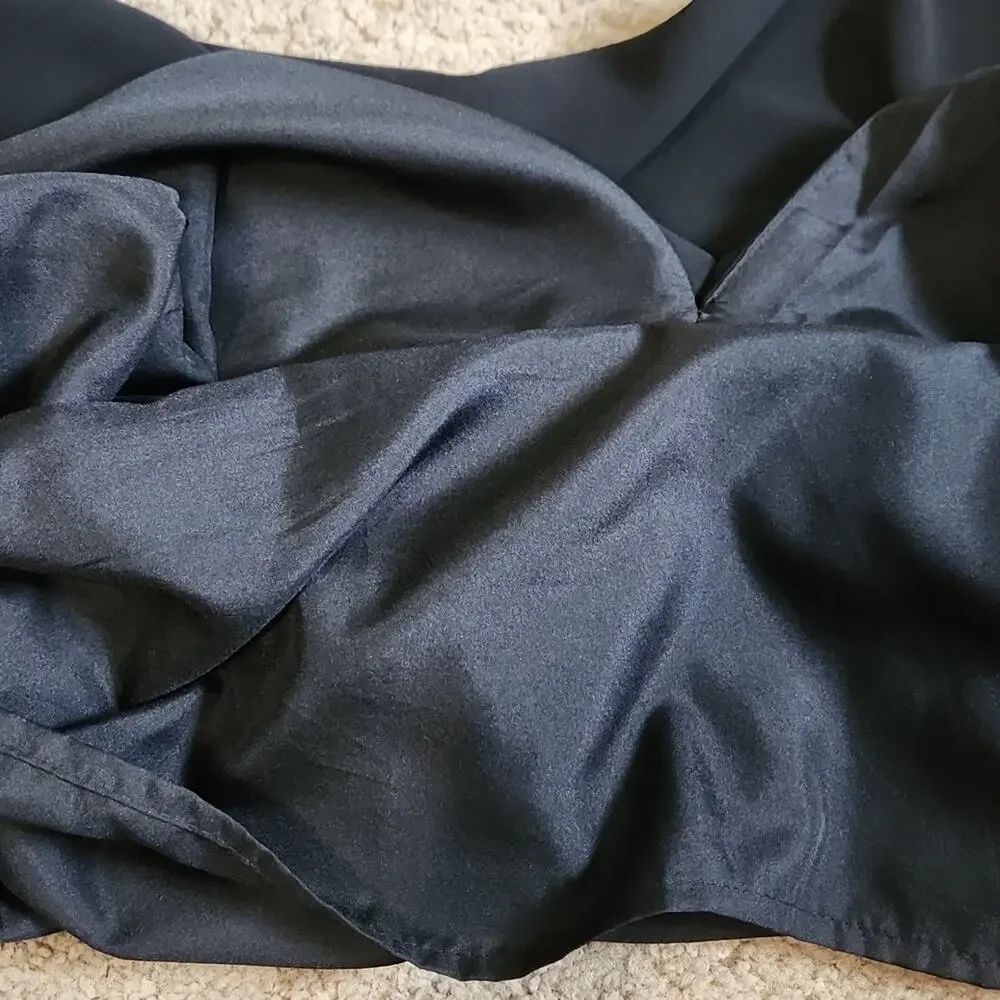 Vintage Women's Sport Collection Black Faux Wrap Skirt Size 14 Side Zip Academia